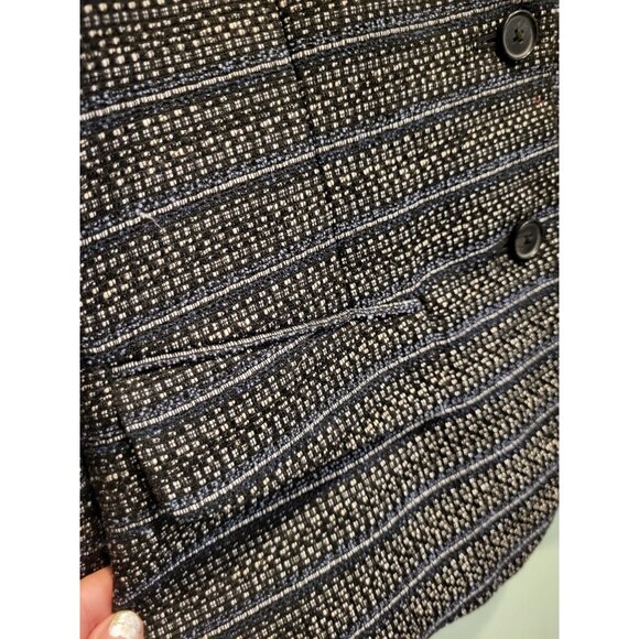 New Lucky Brand Black Blue Tweed 2 Button Lined Blazer Office Sz 4 - Picture 4 of 8